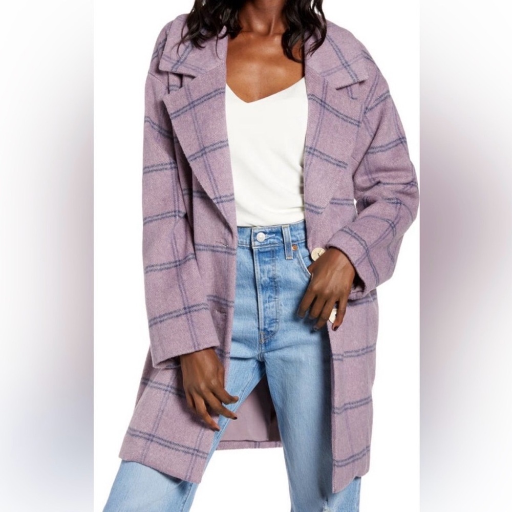 ASTR The Label oversized lilac plaid fall coat